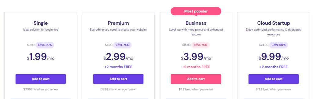 Hostinger Pricing